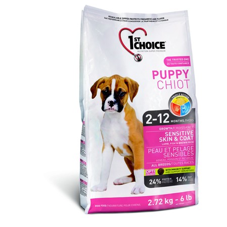 1st Choice Puppy для щенков с чувствительной кожей и для шерсти с ягненком