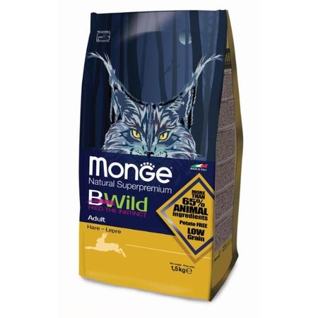 Сухой корм Monge BWild Cat Hare для взрослых кошек с мясом зайца - 1