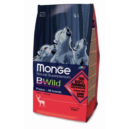 Сухой корм Monge BWild Puppy Deer для щенков всех пород с олениной - 2 кг