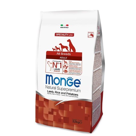 Сухой корм Monge Dog Speciality Adult Lamb для взрослых собак всех пород ягненок с рисом и картофелем