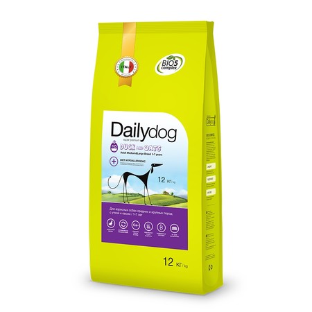 28054c000 Dailydog Adult Medium & Large Breed Duck & Oats сухой корм для взрослых собак средних и крупных пород с уткой и овсом - 12 кг