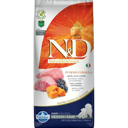 28230c000 Farmina N&D Dog GF Pumpkin lamb & blueberry puppy medium & maxi
