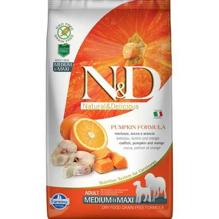 Farmina N&D Dog GF Pumpkin codfish & orange adult medium & maxi - 2.5 кг