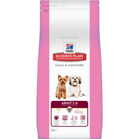 28255c000 Hill's Science Plan Small & Miniature сухой корм для взрослых собак мелких и миниатюрных пород с курицей - 3 кг