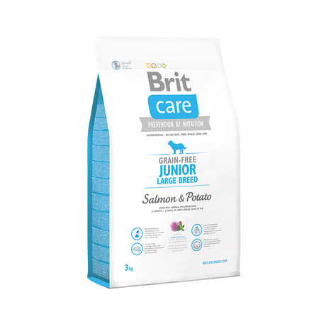 28272c000 Сухой корм беззерновой Brit Care Grain-free Junior Large Breed Salmon & Potato для щенков крупных пород лососем и картофелем - 3 кг