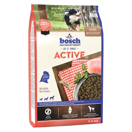 28354c000 Сухой корм Bosch Аctive для взрослых собак с повышенным уровнем активности с мясом домашней птицы - 3 кг