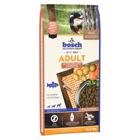 28368c000 Сухой корм Bosch Adult для взрослых собак с нормальным уровнем активности с лососем и картофелем