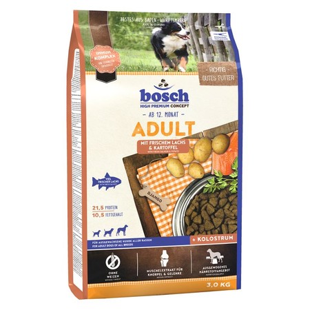 28369c000 Сухой корм Bosch Adult для взрослых собак с нормальным уровнем активности с лососем и картофелем - 3 кг