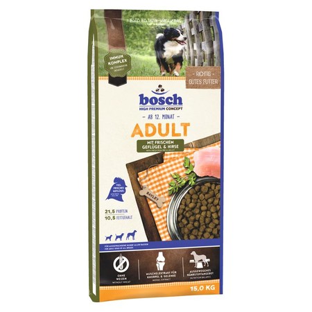 28371c000 Сухой корм Bosch Adult для взрослых собак с нормальным уровнем активности с птицей и просом