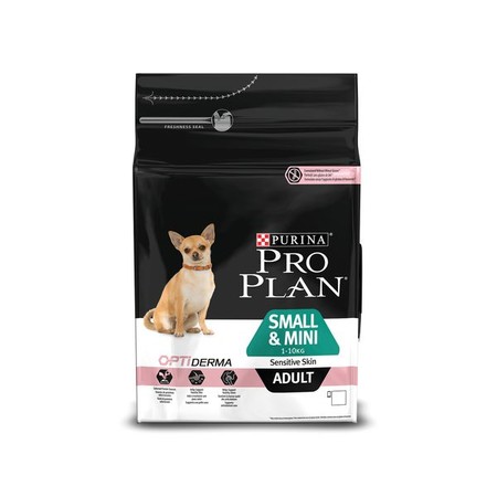 Purina PRO PLAN для взрослых собак мелких и карликовых пород с чувствительной кожей OPTIDERMA с лососем и рисом - 3 кг