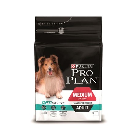 Purina PRO PLAN для взрослых собак средних пород с чувствительным пищеварением OPTIDIGEST с ягненком и рисом - 3 кг