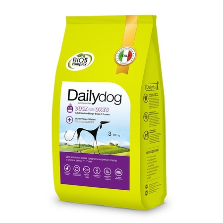 28546c000 Сухой корм Dailydog Adult Medium & Large Breed Duck & Oats для взрослых собак средних и крупных пород с уткой и овсом - 3 кг