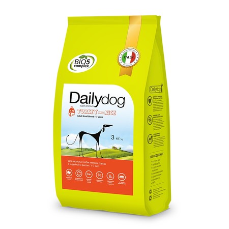 28550c000 Сухой корм Dailydog Adult Small Breed Turkey and Rice для взрослых собак мелких пород с индейкой и рисом - 3 кг