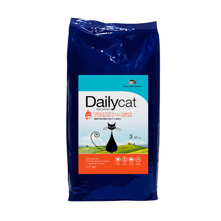 28608c000 Dailycat Adult Sterli Lite Turkey & Rice для взрослых кастрированных и стерилизованных кошек с индейкой и рисом - 3 кг