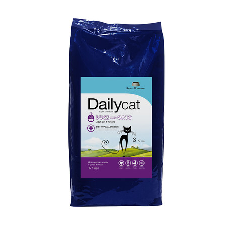 28786c000 Dailycat Adult Duck and Oats сухой корм для взрослых кошек с уткой и овсом - 3 кг