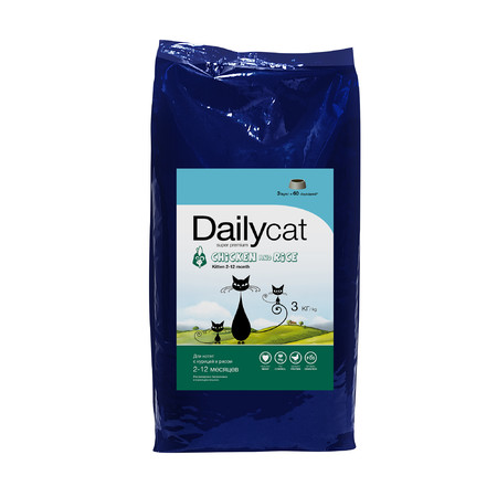 28790c000 Dailycat Kitten Chicken and Rice сухой корм для котят и беременных или кормящих взрослых кошек с курицей и рисом - 3 кг