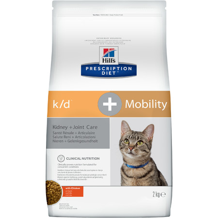 28812c000 Hill's Prescription Diet k/d + Mobility Kidney+Joint Care сухой диетический корм для кошек для поддержания здоровья почек и суставов с курицей - 2 кг