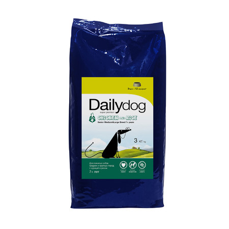 29624c000 Сухой корм Dailydog Senior Medium Large Breed Chicken Rice для пожилых собак средних и крупных пород с курицей и рисом - 3 кг