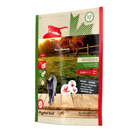29630c000 Genesis Pure Canada My Green Field Sensitive для взрослых кошек с чувствительным пищеварением с говядиной