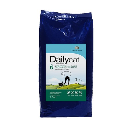 29662c000 Dailycat Adult Indoor Chicken and Rice сухой корм для взрослых кошек с курицей и рисом - 3 кг