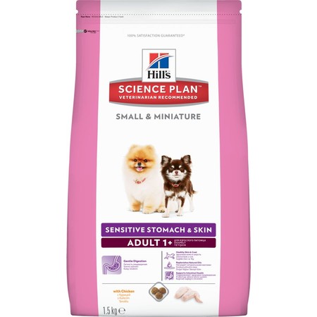 29672c000 Hill's Science Plan Sensitive Skin & Stomach - Small & Miniature корм для взрослых собак мелких пород для здоровья ЖКТ