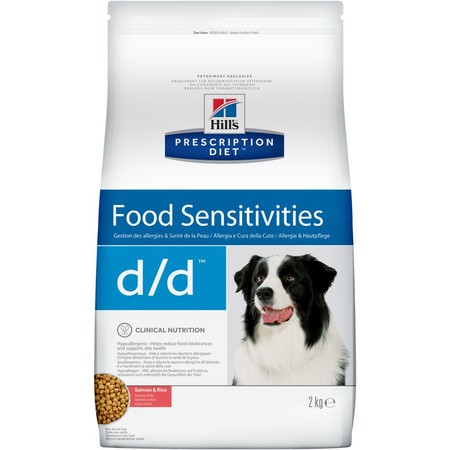 29684c000 Hill's Prescription Diet d/d Food Sensitivities сухой диетический корм для собак для поддержания здоровья кожи и при пищевой аллергии с лососем и рисом - 2 кг