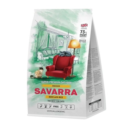 29764c000 Savarra Indoor Adult Cat Сухой корм для взрослых кошек живущих в помещении с уткой и рисом - 2 кг