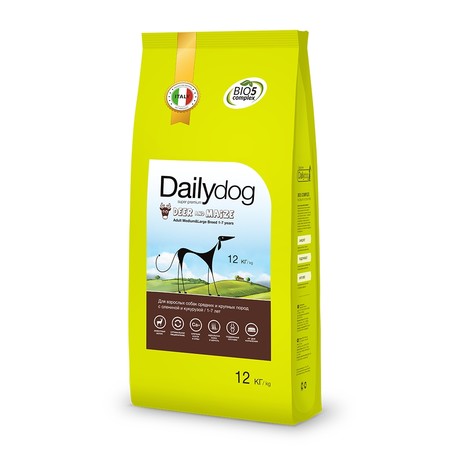Сухой корм Dailydog Adult Medium Large Deer and Maize для взрослых собак средних и крупных пород с олениной и кукурузой - 12 кг