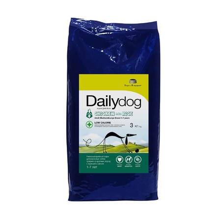 30159c000 Сухой корм Dailydog Adult Medium Large Breed Low Calorie Chicken and Rice для собак средних и крупных пород с курицей и рисом - 3 кг