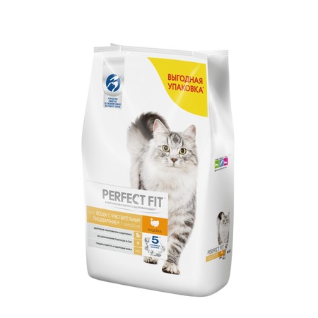 30178c000 Perfect Fit сухой корм для взрослых кошек с чувствительным пищеварением с индейкой - 10 кг