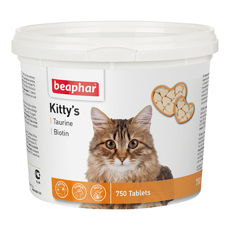Beaphar Kitty's витаминизированное лакомство-сердечки для кошек с таурином и биотином - 750 таблеток