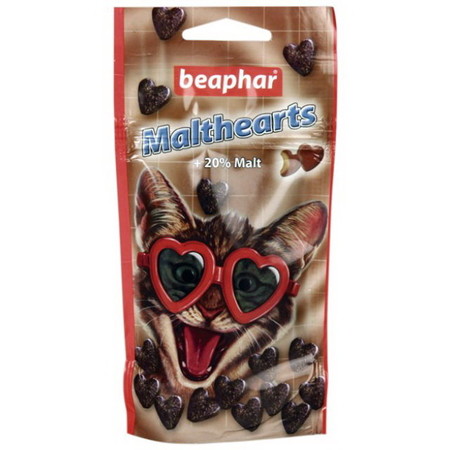 30341c000 Beaphar Malthearts для кошек Сердечки для вывода шерсти из желудка 150 шт