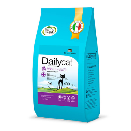 30592c000 Dailycat Adult Duck and Oats сухой корм для взрослых кошек с уткой и овсом - 400 г