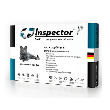 Inspector капли для кошек весом 4-8 кг от наружных и внутренних паразитов 0
