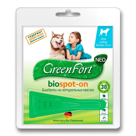 GreenFort NEO Биокапли для собак более 25 кг от клещей