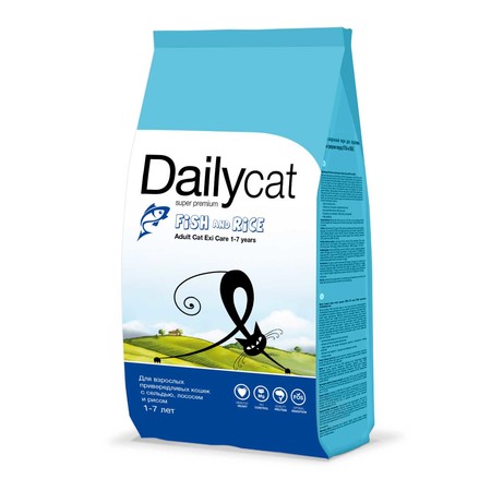 30913c000 Cухой корм Dailycat Adult Exi Care Fish and Rice для взрослых привередливых кошек с сельдью