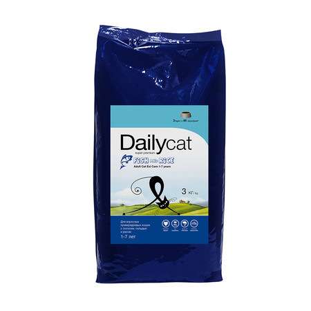 30914c000 Cухой корм Dailycat Adult Exi Care Fish and Rice для взрослых привередливых кошек с сельдью
