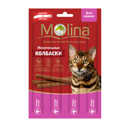 30958c000 Molina Жевательные колбаски для кошек с курицей и уткой 20 г
