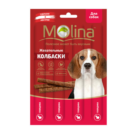 30960c000 Molina Жевательные колбаски для собак с говядиной 20 г
