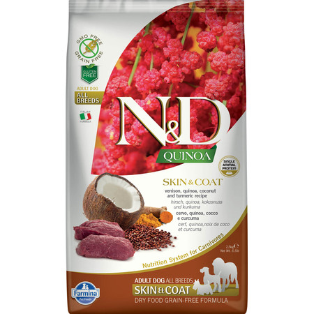 Farmina N&D Dog Grain Free quinoa skin & coat venison корм для собак здоровая кожа и шерсть с олениной и киноа 2