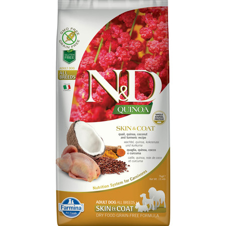 30985c000 Farmina N&D Dog Grain Free quinoa skin & coat quail корм для собак здоровая кожа и шерсть с перепелом и киноа