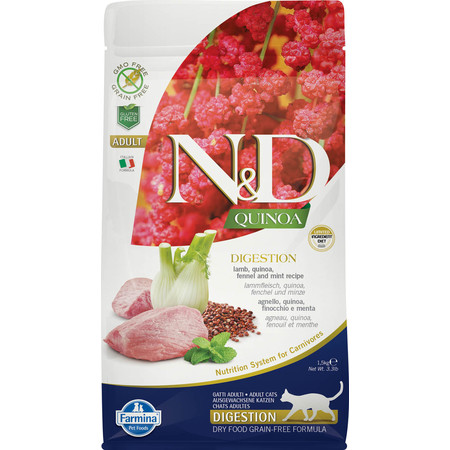 30988c000 Farmina N&D Cat Grain Free quinoa digestion lamb корм для взрослых кошек улучшающий пищеварение с ягненком и киноа 1