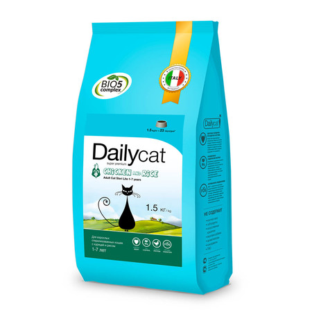 31044c000 Dailycat Adult Steri Lite Chicken & Rice для взрослых кастрированных и стерилизованных кошек с курицей и рисом - 1.5 кг