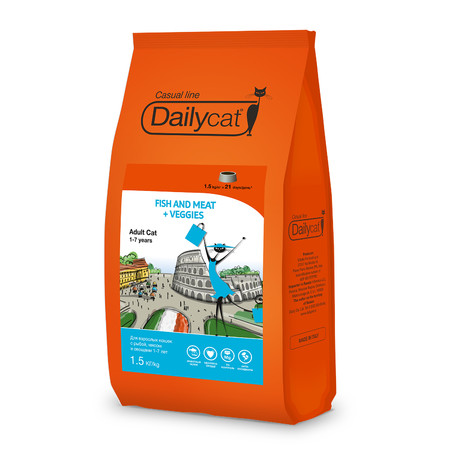 31312c000 Dailycat Casual Line Adult Fish and Meat + Veggies сухой корм для взрослых кошек с рыбой