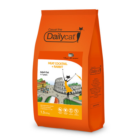 31316c000 Dailycat Casual Line Meat Cocktail with Rabbit сухой корм для кошек мясной коктейль с кроликом - 1.5 кг
