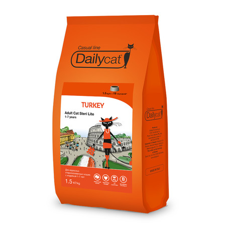31317c000 Dailycat Casual Line Adult Steri Lite Turkey корм для стерилизованных кошек с индейкой - 1