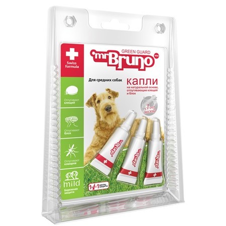 Mr. BRUNO капли репеллентные для средних собак весом 10-30 кг
