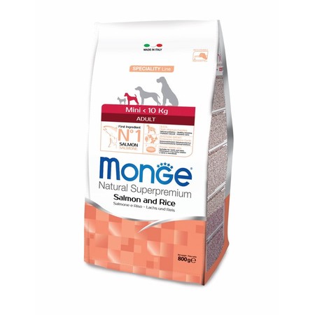 Monge Dog Speciality Mini сухой корм для взрослых собак мелких пород с лососем и рисом - 800 г