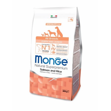 Сухой корм Monge Dog Speciality Puppy&Junior для щенков всех пород лосось с рисом - 800 г