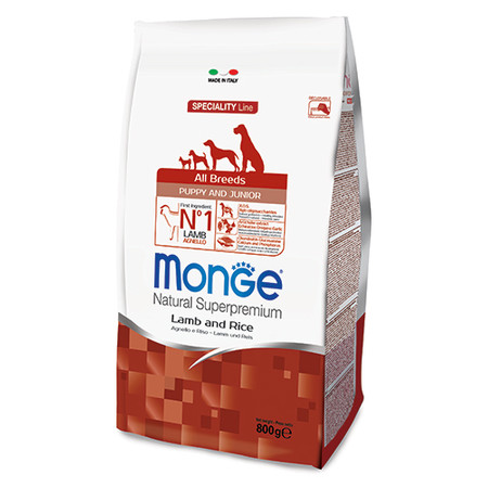 Сухой корм Monge Dog Speciality Puppy&Junior для щенков всех пород ягненок с рисом и картофелем - 800 г